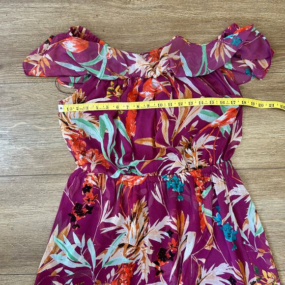 Express Tropical Flamingo Print Maxi Dress Womens Size L Beachy Summer Vacation - Picture 8 of 11